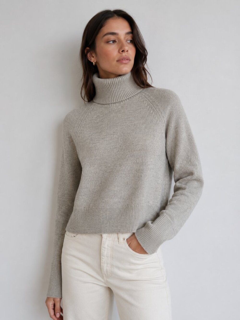 Quince Australian Merino Wool Gray Turtleneck Sweater Women's XS Soft